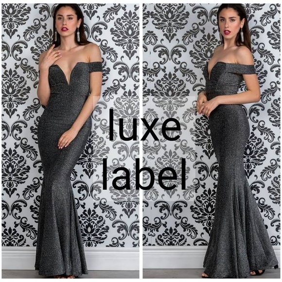 Luxe Label Dresses & Skirts - GUNMETAL GLITTER MERMAID EVENING GOWN